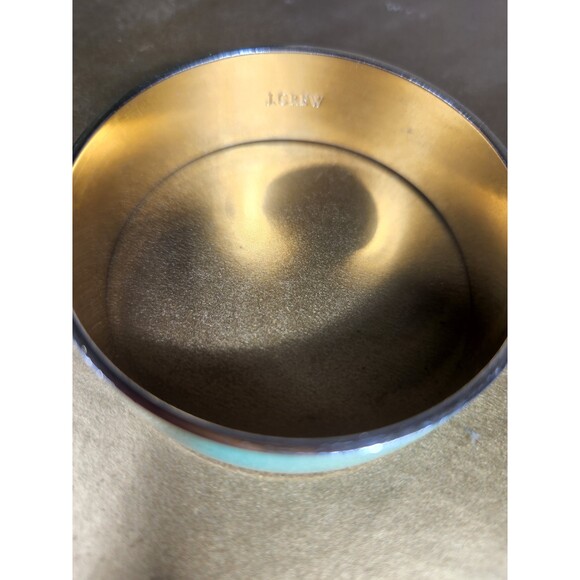 J Crew Bangle Bracelet Turquoise Green Enamel on Gold Tone Metal .75" Wide - Picture 6 of 7